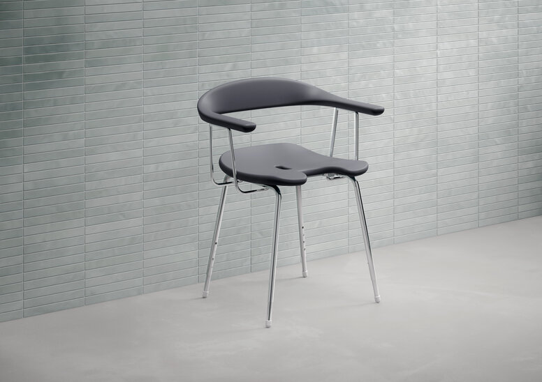 Shower stool with armrest and backrest in the colour anthracite